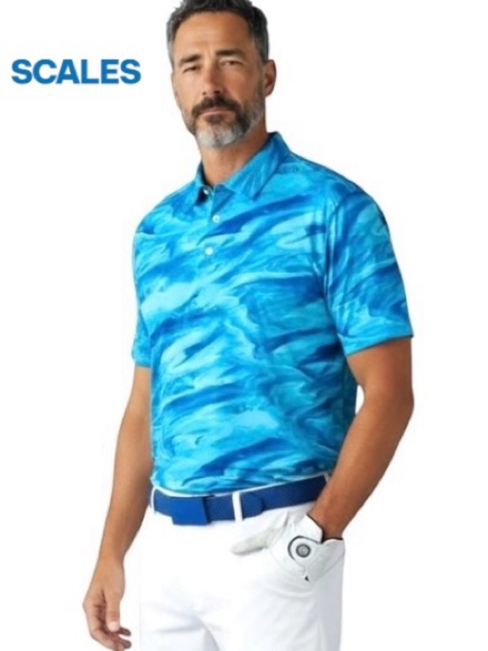 Scales Gear Golf Polo UPF50+ Clubhouse Collection Bahama Current Print Beach 2XL